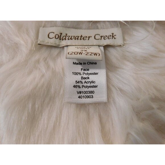Coldwater Creek Reversible Vest Woman 2X 20W 22W White Faux Fur Suede Sleeveless - Picture 10 of 10